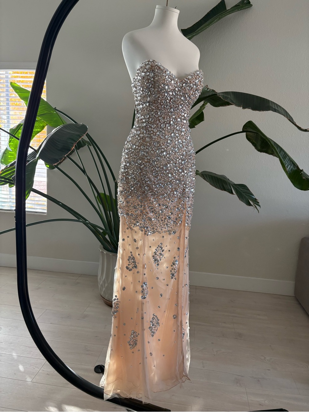 Jovani Strapless Crystal-Embellished Gown - Nude & Silver - Picture 2 of 7